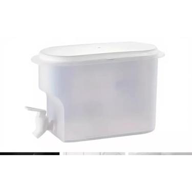 Imagem de 3.5l Suqueira Plastica Com Tampa Para Geladeira Com Torneira Capacidade 3,5litros Para Agua Saborizada(Branco) sucos detox vitaminas cha gelado