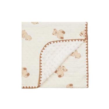 Imagem de Cobertor de bebê HomeyHues 102 x 102 cm com padrão de urso macio de al