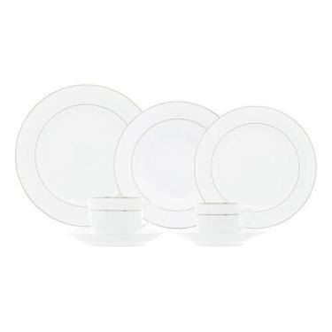 Imagem de Aparelho De Jantar Com Borda Prateada Mônaco Porcelana 42 Peças - Wolf