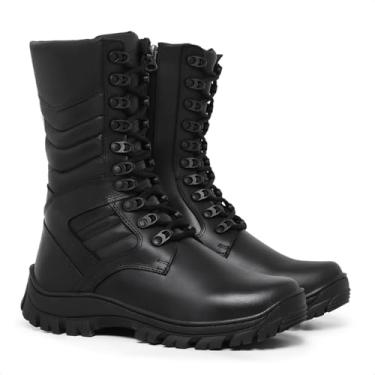 Imagem de Coturno Masculino Cano Alto Sentinel em Couro Legítimo Blaqueado Zíper Lateral (BR, Adulto, Numérico, 39)