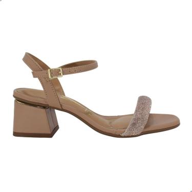 Imagem de Sandália Feminina Vizzano Bloco Baixo com Strass Ouro