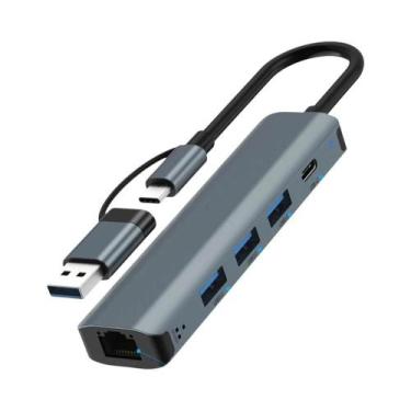 Imagem de Hub USB-C Adaptador Multiportas Tipo C USB 3.0 Transferência De Dados 