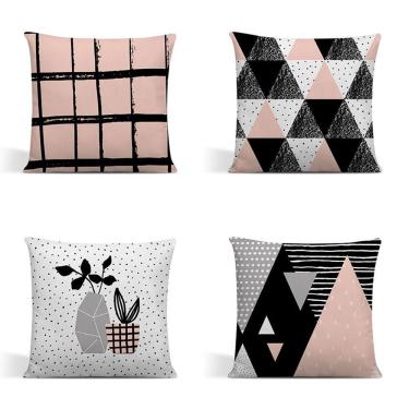 Imagem de Kit 4 Capas Para Almofadas Decorativas Juma Oxford 100% Poliéster - Escandinava Rosa
