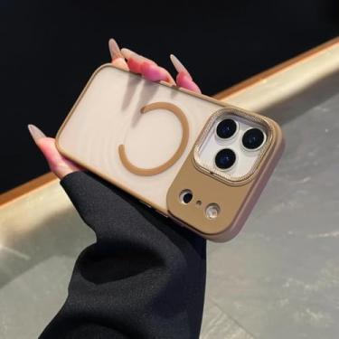 Imagem de Capa magnética luxuosa com padrão ondulado para iPhone 17 Air 16 15 14 Plus 13 12 11 Pro Max, capa translúcida (para iPhone 13/Ouro Deserto)