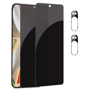 Imagem de [Pacote com 2] Protetor de tela de privacidade para Google Pixel 9 Pro 6,3 polegadas, vidro temperado, antiespião, sem bolhas, 9H, HD, pacote com 2 protetores de lente de câmera para Pixel 9 Pro