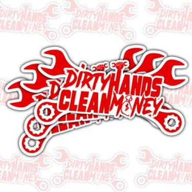 Imagem de (3 peças) Dirty Hands Make Clean Money Skull Mechanic Sticker - Decalque engraçado técnico e capacete - Adesivo de vinil impermeável para garrafa de água, copo, capa de telefone, carros, capacete