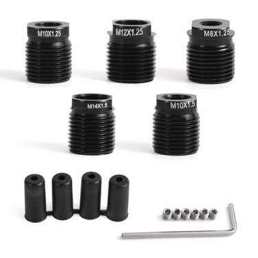 Imagem de 5pcs Kit Adaptador Alavanca Câmbio, Adaptadores Universais Alavanca Câmbio Rosqueados em Liga Alumínio com Mangueiras Borracha para Roscas M8/M10/M12/M14 para Carro Caminhão SUV