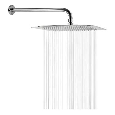 Imagem de Ducha Chuveiro Inox Cromado Slim Quadrado Aquecedor Solar Gás Banheiro Piscina 20x20cm