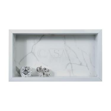 Imagem de Nicho Porcelanato Branco 30x70 e Borda de Aluminio ideal p/Box Banheiros