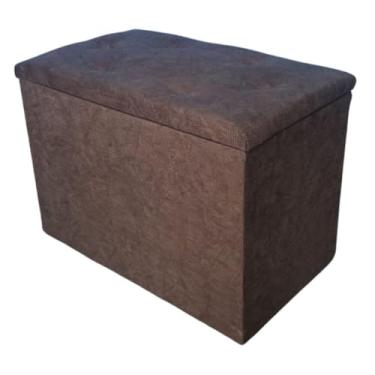 Imagem de Puff Baú Retangular Suede Porta Objetos(MARROM)