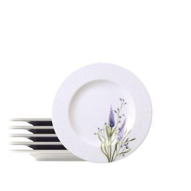 Imagem de Kit Prato Sobremesa Tramontina Lilla Em Porcelana Decorada 21 Cm 6 Peç