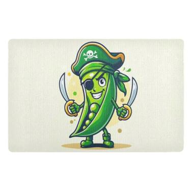 Imagem de Tapete de porta pequeno pirata Green Pea Pod antiderrapante para porta da frente, tapetes para entrada 81 x 50 cm