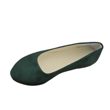 Imagem de Mocassim feminino casual com bico arredondado design totalmente fechado sola macia para seleção de tamanho estendido, Verde, 34