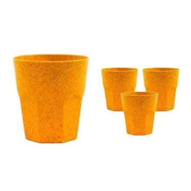 Imagem de Kit 4 Copos Mini Roma Fibra Madeira Amarelo 300Ml - Bb Store