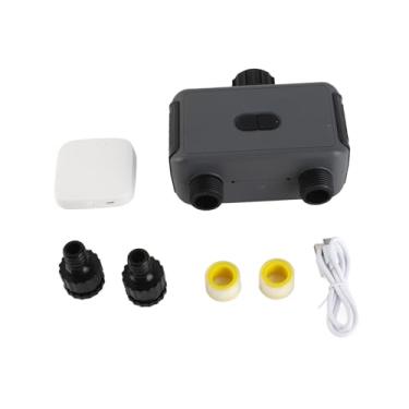 Imagem de CUOFYUNL Sprinkler Timer APP Controle de assistente de voz Temporizador de água de irrigação de 2 vias IP55 Temporizador de irrigação automático resistente à água para jardim