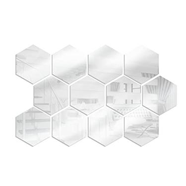 Imagem de 12 PEÇAS Decalques de Espelho Hexagonal para Parede Adesivos Decorativos Acrílico Removíveis Decorações DIY Casa Quarto Banheiro Sala Estar Escritório