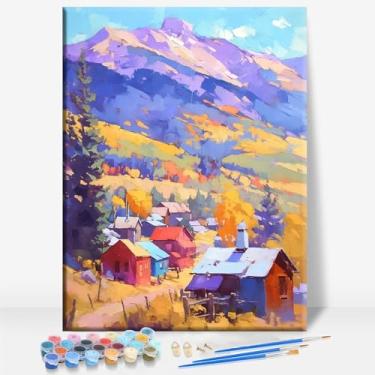 Imagem de Teluride Mountains Colorado, tela emoldurada, kit de pintura por números, bar, café, caverna, casa, parede, banheiro, varanda, pátio, decoração, presente, 40,6 x 30,5 cm