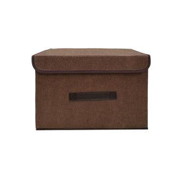 Imagem de Caixa Organizadora Dobrável com Tampa Alça para Closet Guarda Roupa e 