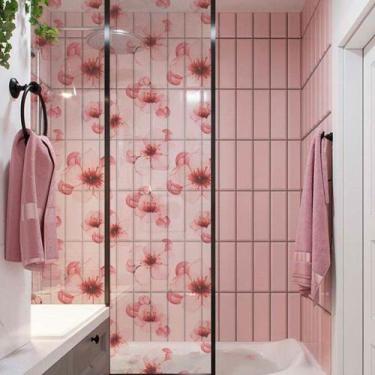 Imagem de Adesivo Para Vidro Box Banheiro Jateado Decorado Cherry Prova D'Agua -