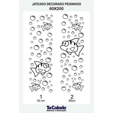 Imagem de Adesivo Para Vidro Box Banheiro Jateado Decorado Peixinho Prova D'agua