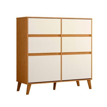 Imagem de Comoda Sapateira Dora Com 4 Gavetas E 2 Portas Basculante Cinamomo-off White