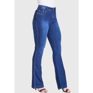 Imagem de Calça Flare HNO Jeans Cintura Alta Jeans com Elastano Azul-Feminino
