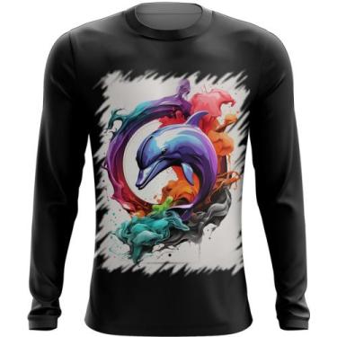 Imagem de Camiseta Manga Longa Golfinho Inteligência Arte Pintura 10 - Kasubeck 
