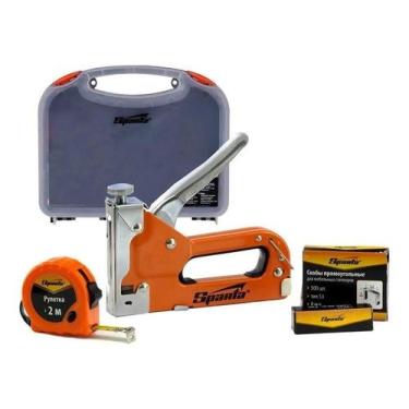 Imagem de Kit Tapeçaria Sparta Grampeador Ajustável + 500 Grampos + Tr - Congrat