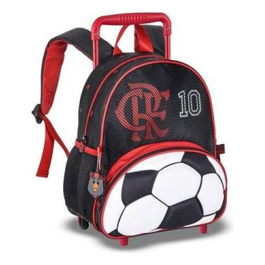 Imagem de Mochila De Rodinha Flamengo Bola De Futebol Infantil Escolar Com Chave
