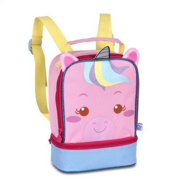 Imagem de Lancheira Térmica Unicórnio Clio Pets Infantil Meninas, Rosa x azul