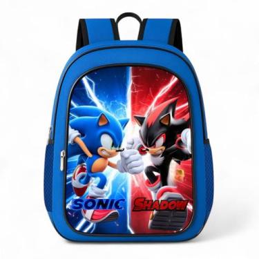 Imagem de Mochila Escolar Infantil Costas Passeio Menino Masculino Grande Sonic 