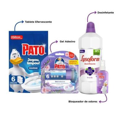 Imagem de Kit Limpeza Lavanda Lysoform 1L + Gel Adesivo Pato 38g + Pato Block 60