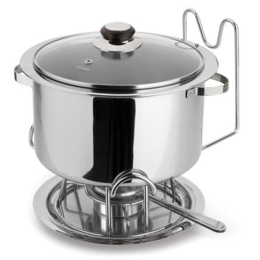 Imagem de Banho Maria com Bowl Embutido Forma em Aço Inox e Vidro - 6 Peças 