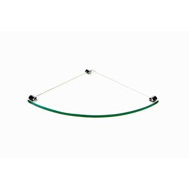 Imagem de Porta Shampoo de Canto Curvo em Vidro Incolor Lapidado - Aquabox - 25cmx25cmx8mm