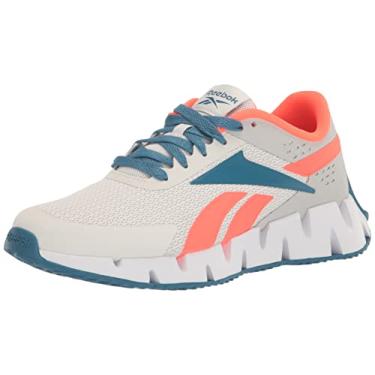 Imagem de Reebok Tênis de corrida masculino Zig Dynamic 2.0 para crianças grandes, Cinza puro/laranja flare/azul aço, 19