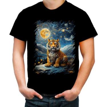 Imagem de Camiseta Colorida Tigre Noite Estrelada Van Gogh 6 - Kasubeck Store