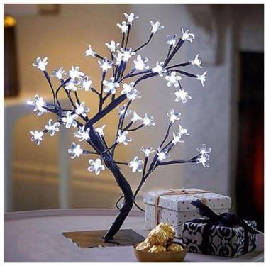 Imagem de Luminária Árvore Flor De Cerejeira 48 Leds Abajur Bivolt Branco Frio -