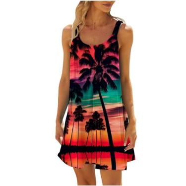 Imagem de Vestido feminino de verão, roupa de banho, vestido de natação para mulheres, gola canoa, férias na praia, férias havaianas, vestidos de verão midi, B-077 multicolorido, GG