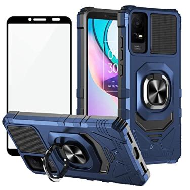 Imagem de Ailiber Capa de telefone TCL IONX, capa TCL ION V com protetor de tela, suporte de anel para suporte magnético de carro, grau militar, capa protetora resistente à prova de choque para TCL ION X/TCL IONV-azul