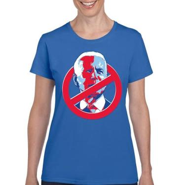 Imagem de Camiseta No Biden Anti Sleepy Joe Republican President Pro Trump 2024 MAGA FJB Lets Go Brandon Deplorable Camiseta feminina, Azul, P