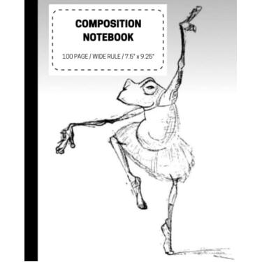 Imagem de Caderno de composição regra ampla: sapo bailarina | divertido, engraçado, artístico | papel de caderno para crianças, adolescentes e adultos | 19 cm x 23,5 cm