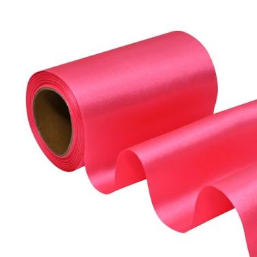 Imagem de Simplegoal Fita de cetim rosa pêssego 10 cm 15 jardas tecido grande fita de seda para embrulho de presente kit cerimônia de corte grande abertura cadeira faixa mesa cabelo carro laços costura