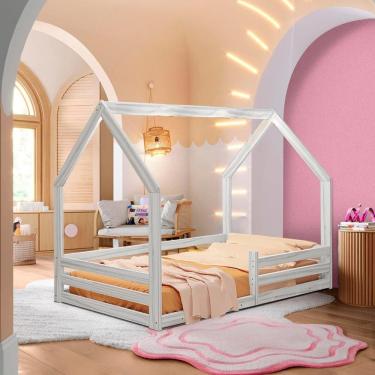 Imagem de Cama Infantil Montessoriana Com Colchão Madeira Maciça Branco Afago Shop JM