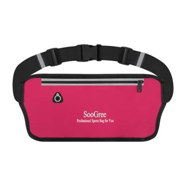 Imagem de SooGree Pochete de corrida para mulheres e homens, impermeável, bolsa de corrida, cinto de dinheiro fino, suporte de telefone para esportes, caminhadas, viagens, alça ajustável, bolsa de treino, leve,