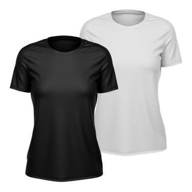 Imagem de Kit 2 Camisetas Feminina Dry Manga Curta Proteção UV Slim Básica Academia Treino ness-Feminino