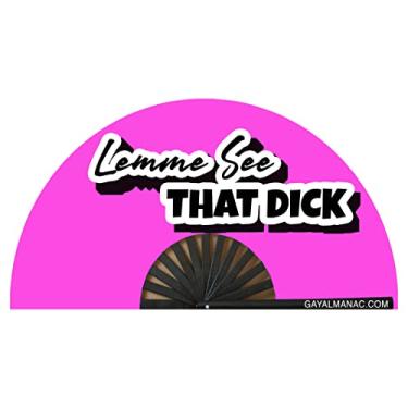 Imagem de PandaTak Ventoinhas dobráveis de orgulho gay, leque de bambu grande engraçado de 33 cm com tinta reativa UV, para festas de circuito LGBTQ, festivais EDM e raves (Lemme See That)
