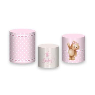 Imagem de Trio de Capas de Cilindro - Ursinha Cute Rosa Claro 047 - Via Cores