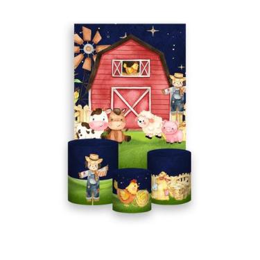 Imagem de Painel De Festa Vertical 1,50 x 2,20 + Trio De Capas Cilindro - Fazend