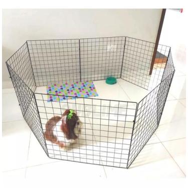 Imagem de Cercadinho Móvel Pet 8 Telas 60x60 Preto + Abraçadeira - Cercado Pet