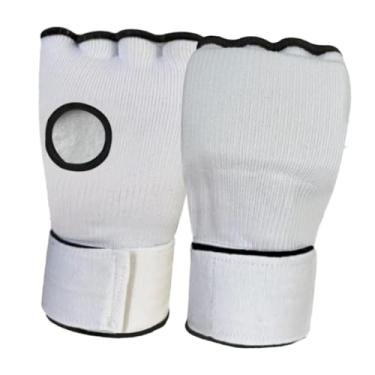 Imagem de Dynwave Gel boxe mão envolve luvas internas com alça de pulso longa confortável proteção de mão acolchoada para sanda kickboxing taekwondo, Branco
